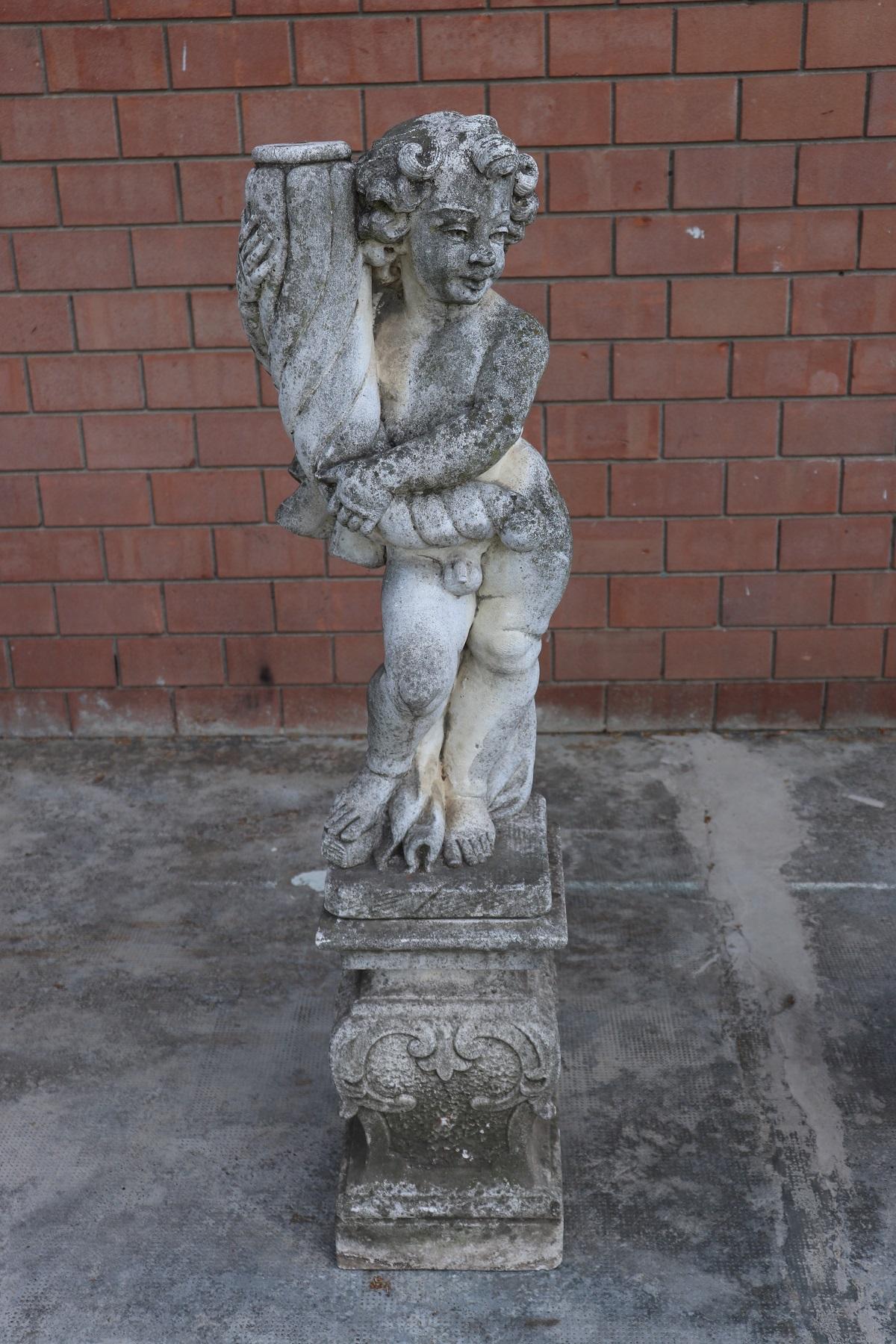 20th Century Italian Neoclassical Garden Lighting Statues Set Garden Ornament In Good Condition In Casale Monferrato, IT