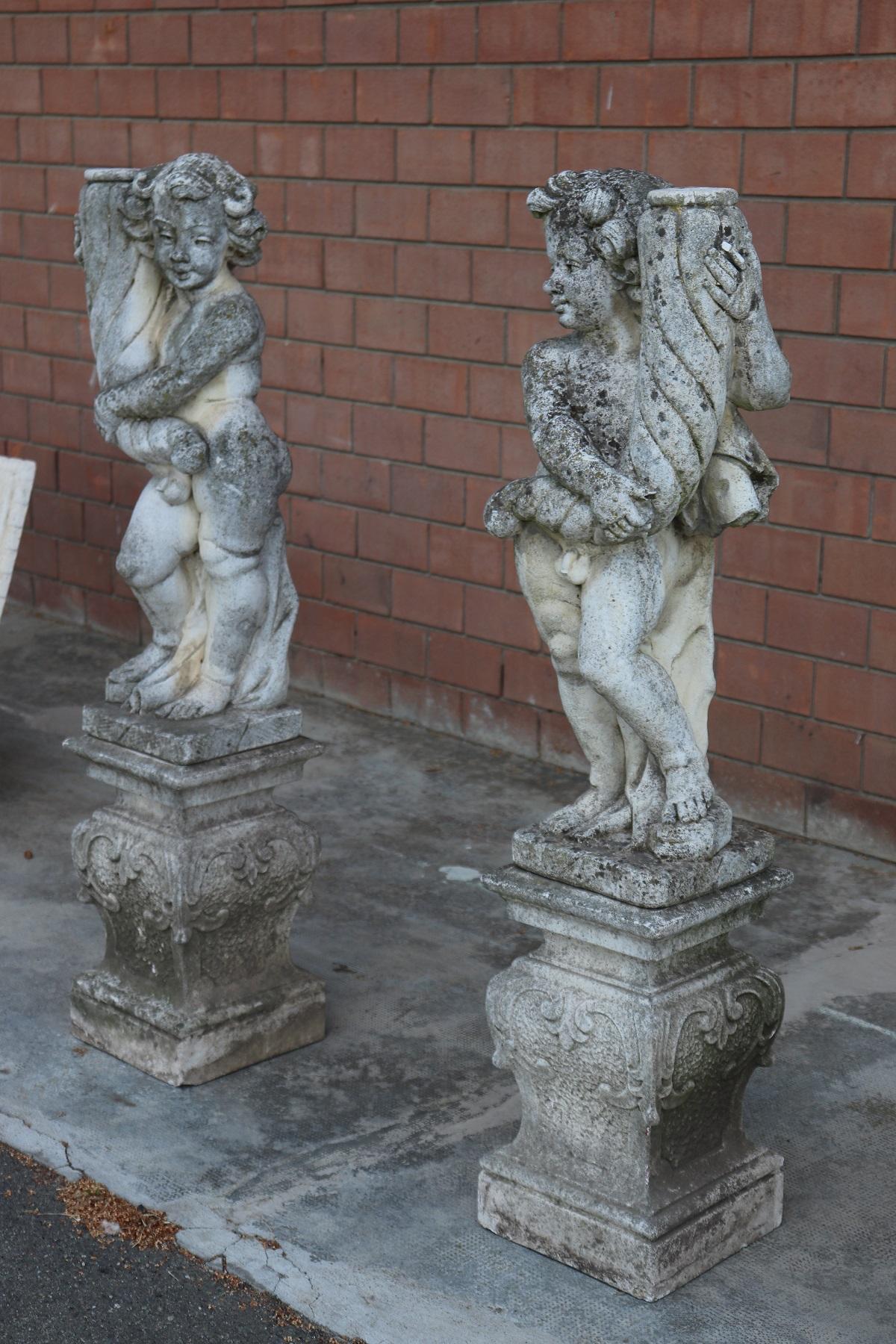 20th Century Italian Neoclassical Garden Lighting Statues Set Garden Ornament 3