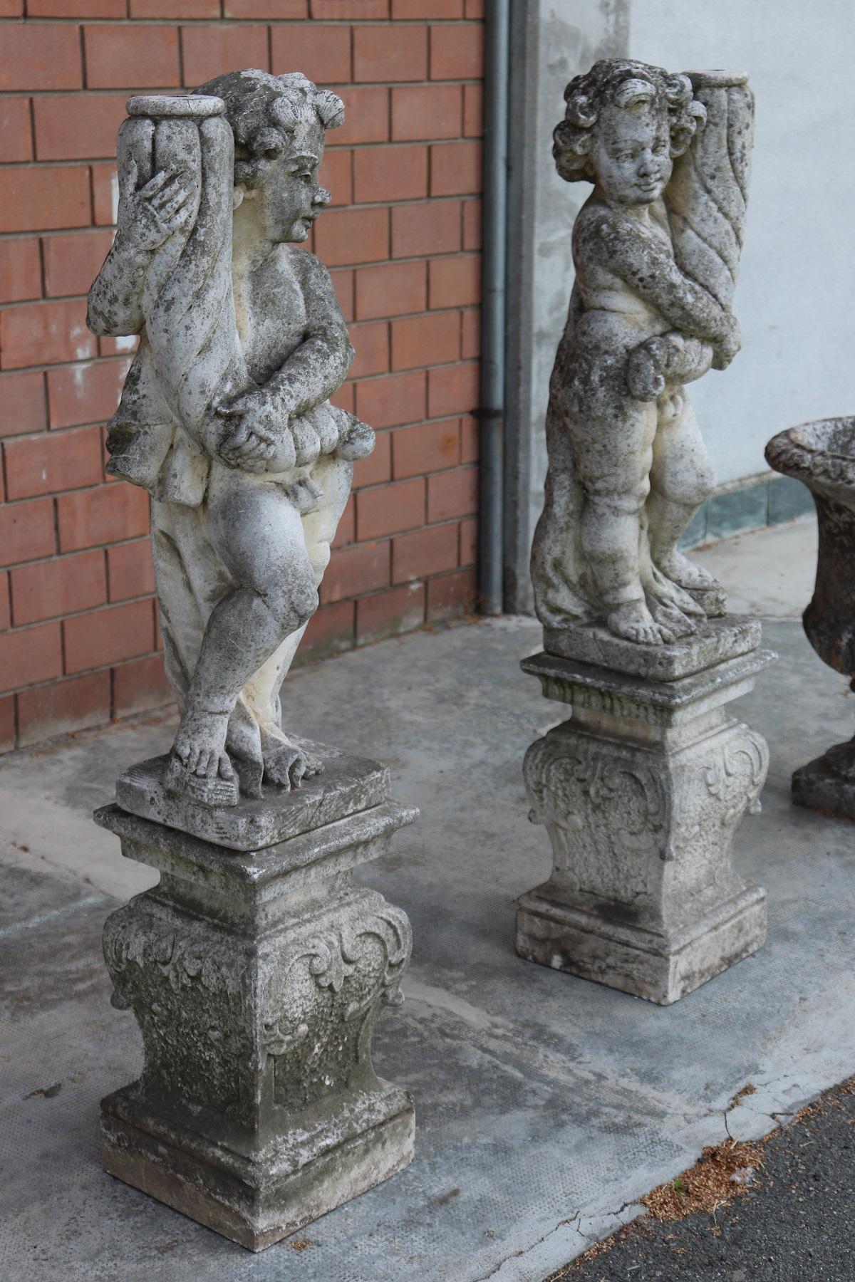 20th Century Italian Neoclassical Garden Lighting Statues Set Garden Ornament 4