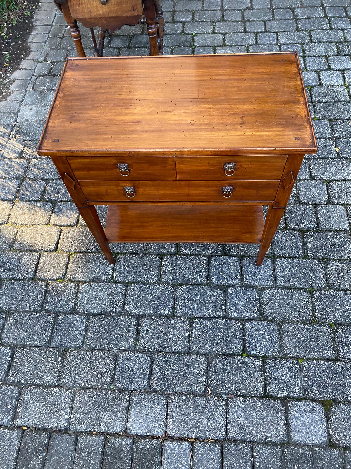 20th Century Italian Neoclassical Side Table with Three Drawers and Lion Pulls In Good Condition In Atlanta, GA