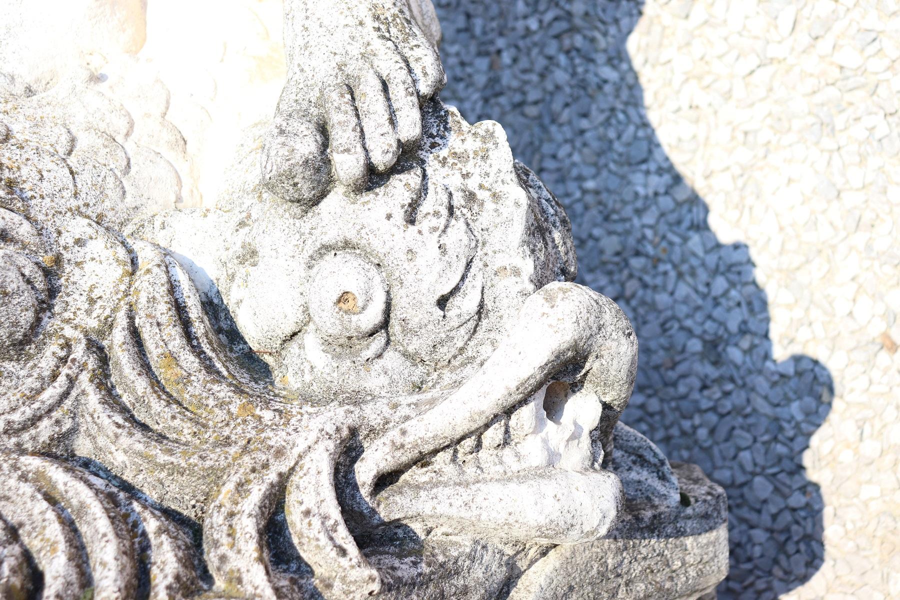 20th Century Italian Neoclassical Stone Garden Statue and Fountain 7
