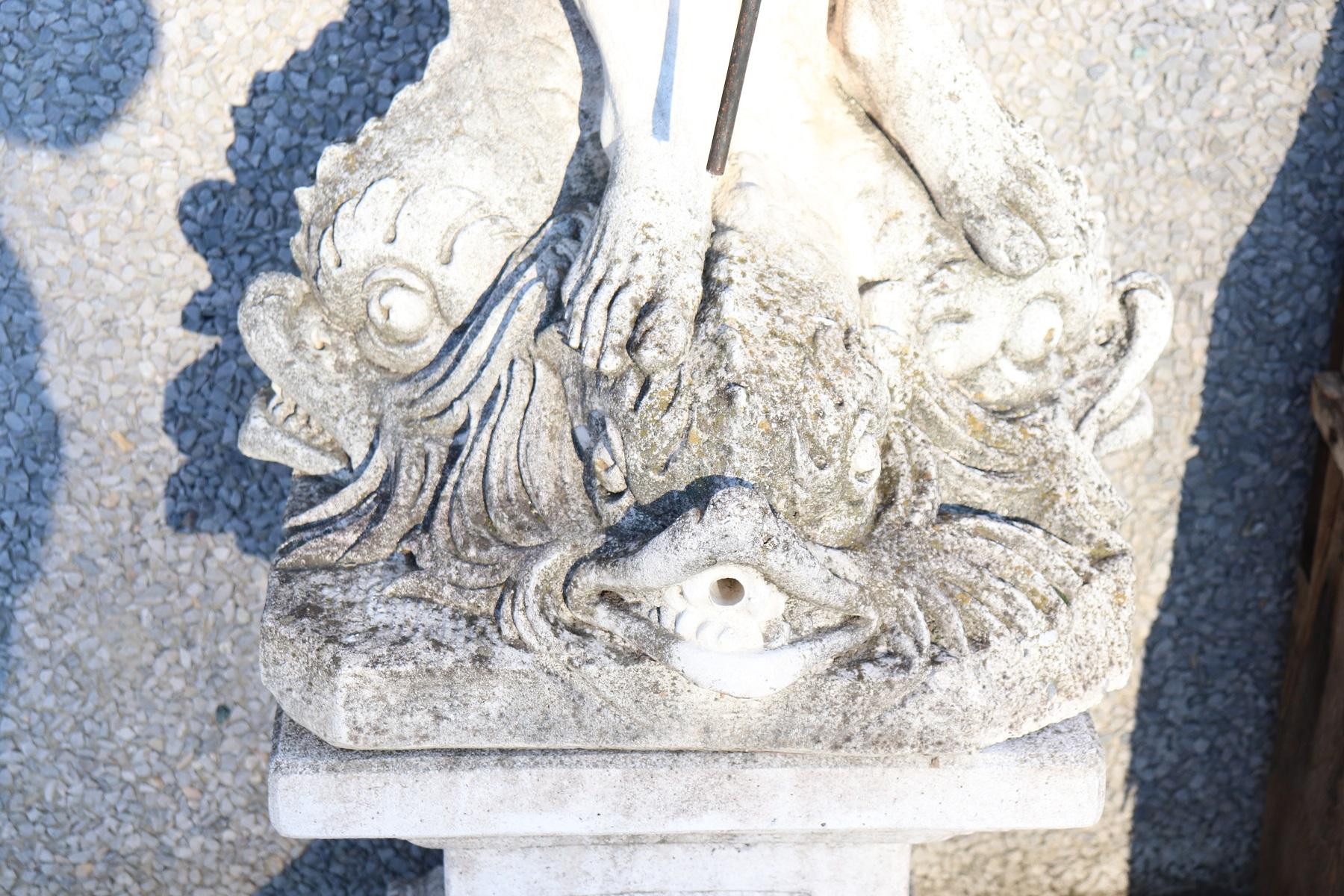 Mid-20th Century 20th Century Italian Neoclassical Stone Garden Statue and Fountain