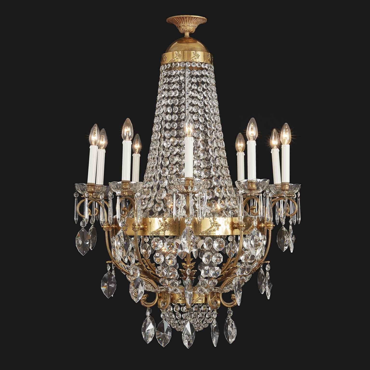 20th Century Italian Neoclassical Style Crystal Chandelier Roman Female Figures For Sale 8