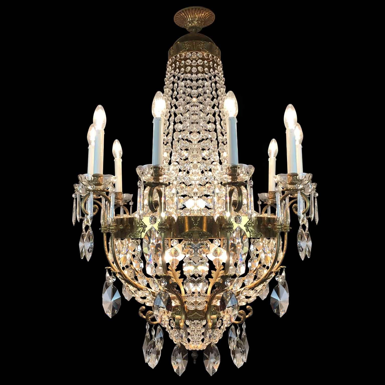 20th Century Italian Neoclassical Style Crystal Chandelier Roman Female Figures For Sale 1
