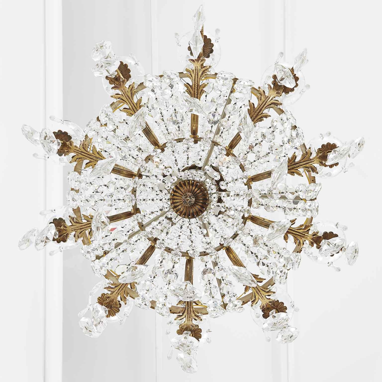 Cast 20th Century Italian Neoclassical Style Crystal Chandelier Roman Female Figures For Sale