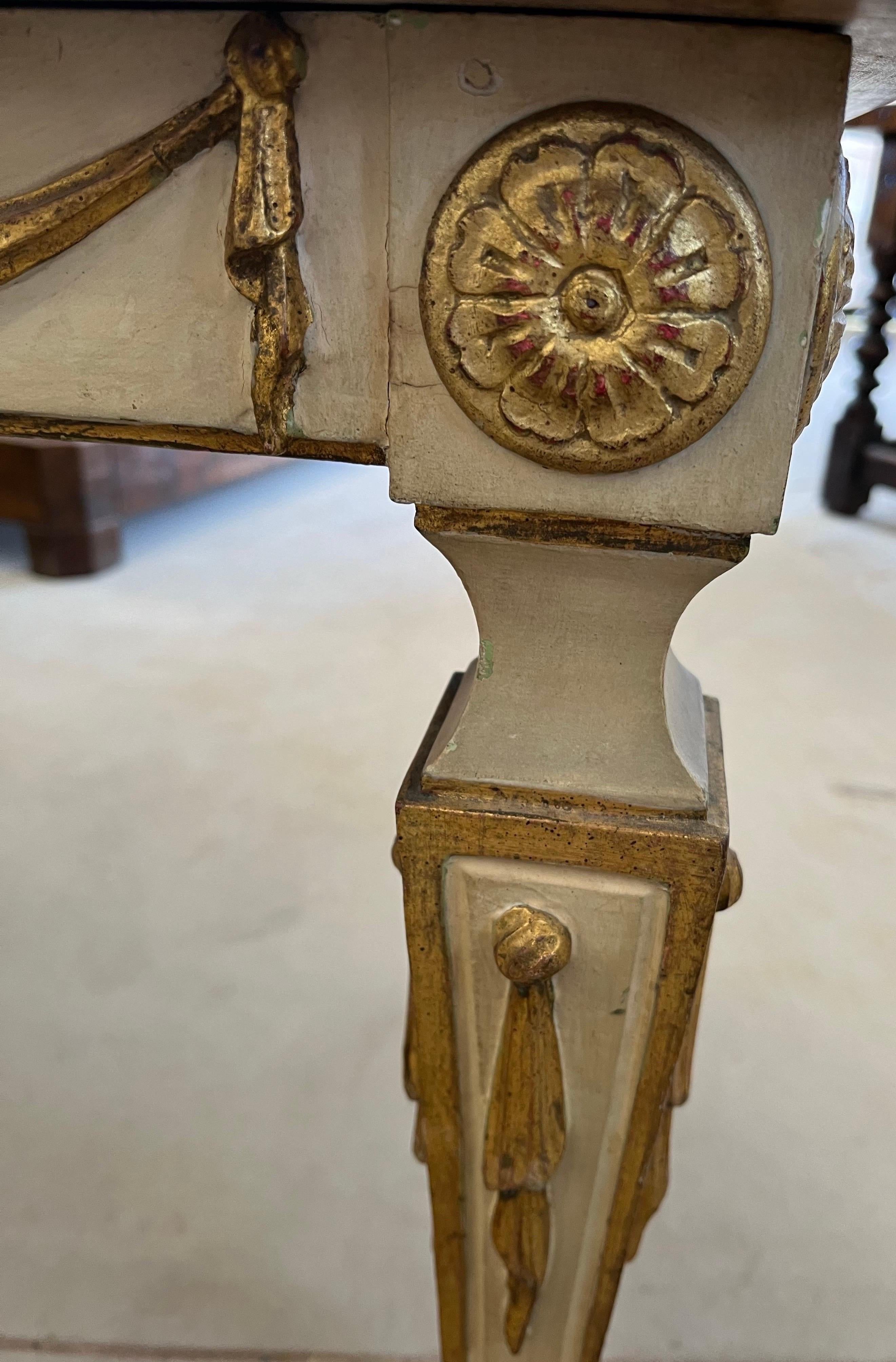 20th Century Italian Neoclassical Style Painted Coffee Table With Marble Top In Good Condition For Sale In Carmine, TX