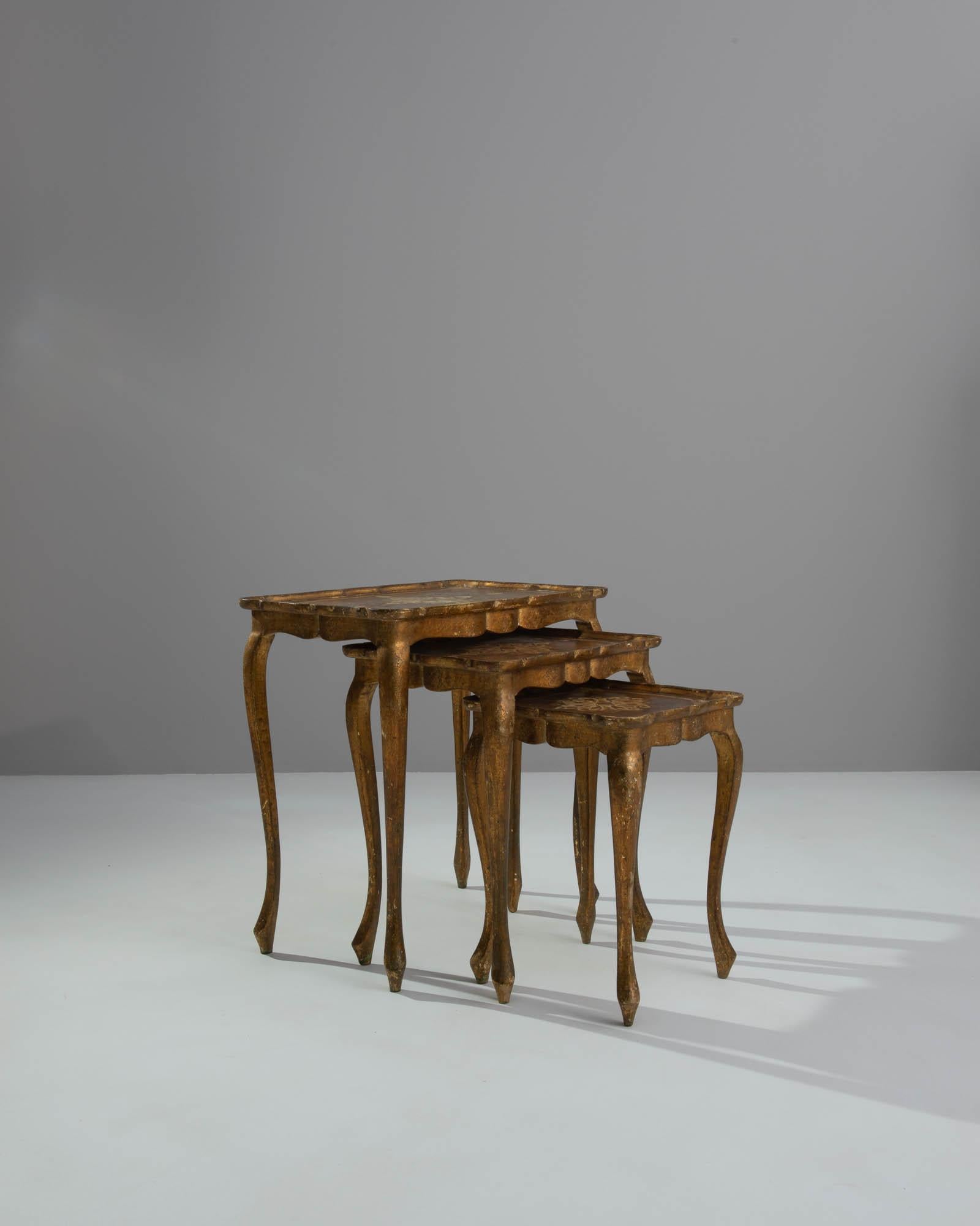 Giltwood 20th Century Italian Nesting Tables, Set of Three For Sale
