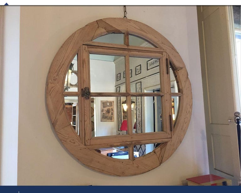20th Century Italian Oak Window Frame with Mirror at 1stDibs