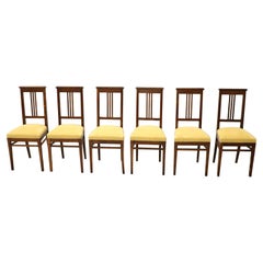 20th Century Italian Oakwood Set of Six Chairs with Yellow Alcantara Fabric