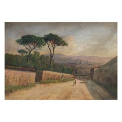 20th Century Italian Oil on Canvas Landscape Painting with a View of Florence