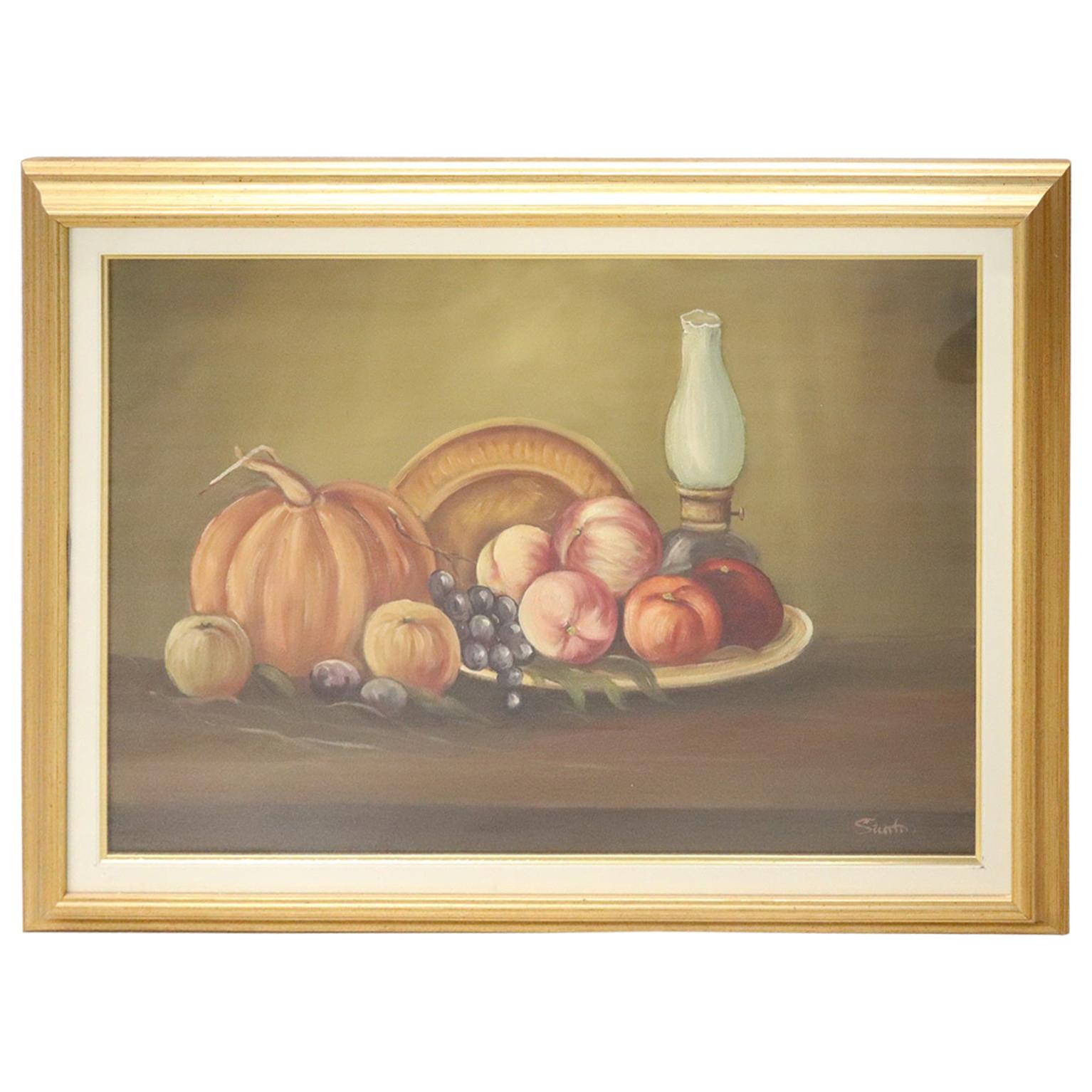 20th Century Italian Oil on Canvas Still Life Painting with Frame, Signed