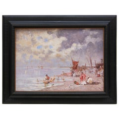 20th Century, Italian Oil on Canvas, Venetian Lagoon by Biagio Milanese