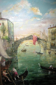 20th century Italian Oil Painting Il Ponte Delle Guglie Venice by Valerio Zerbo