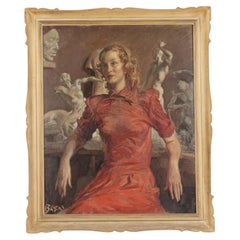 20th Century Italian Oil Painting 'In the Studio' by Paulo Ghiglia