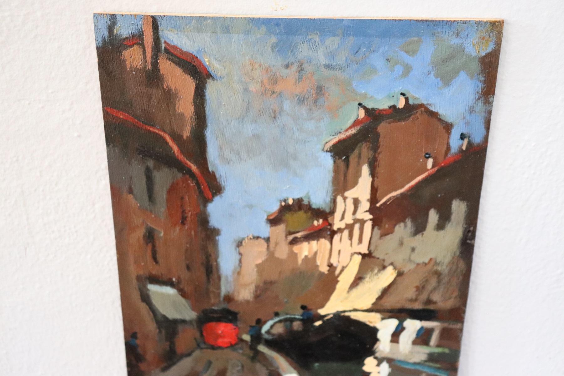 20th Century Italian Oil Painting on Wood Panel by Achille Cattaneo, 1917 In Excellent Condition In Casale Monferrato, IT