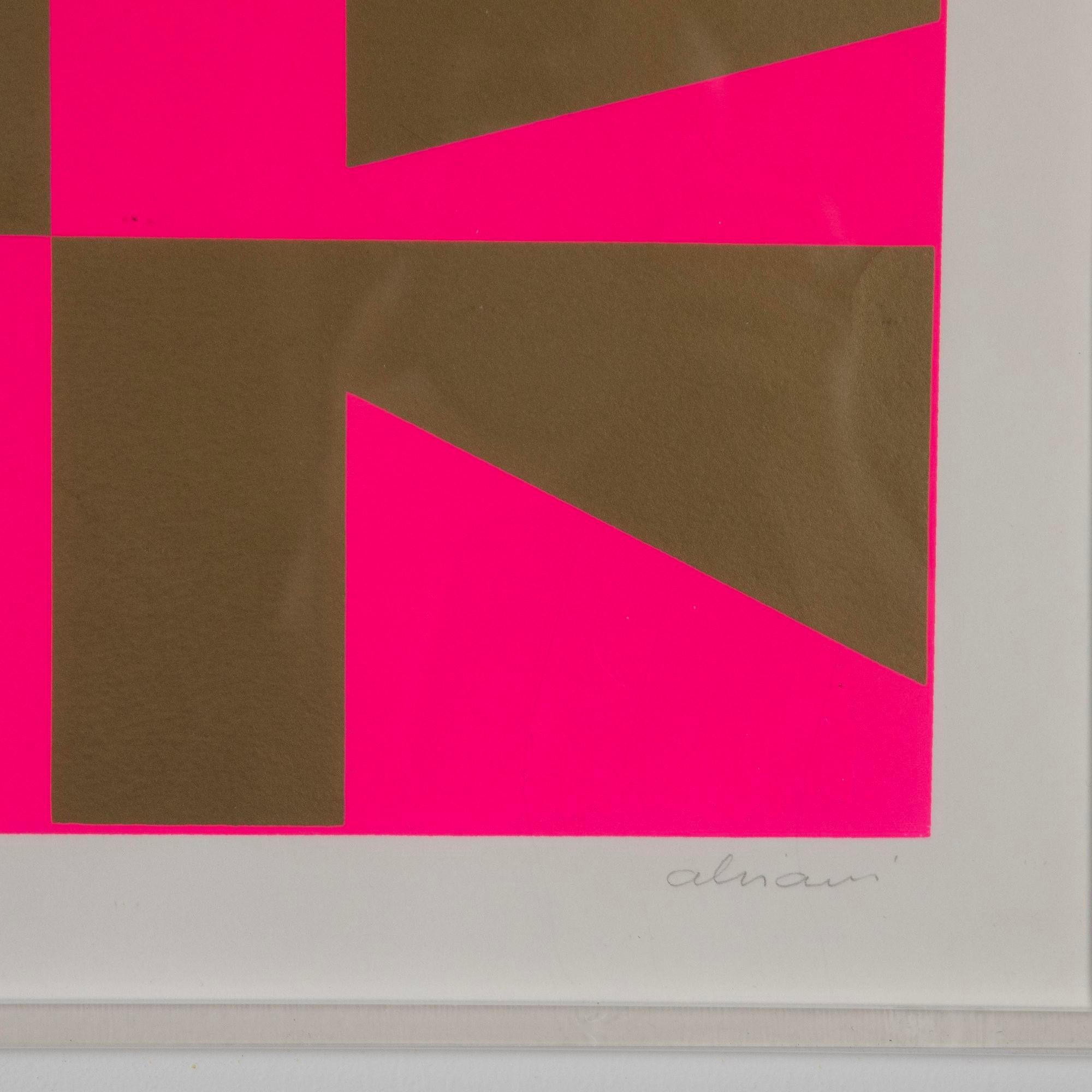 “FIFTY-FIFTY”A complete series of five original silkscreen prints in colours, 1962-1968 by Getulio Alviani, Italy (1939-2018), all signed by the artist & numbered 8 from an edition of 50, together with a frontispiece.Getulio Alviani was a leading