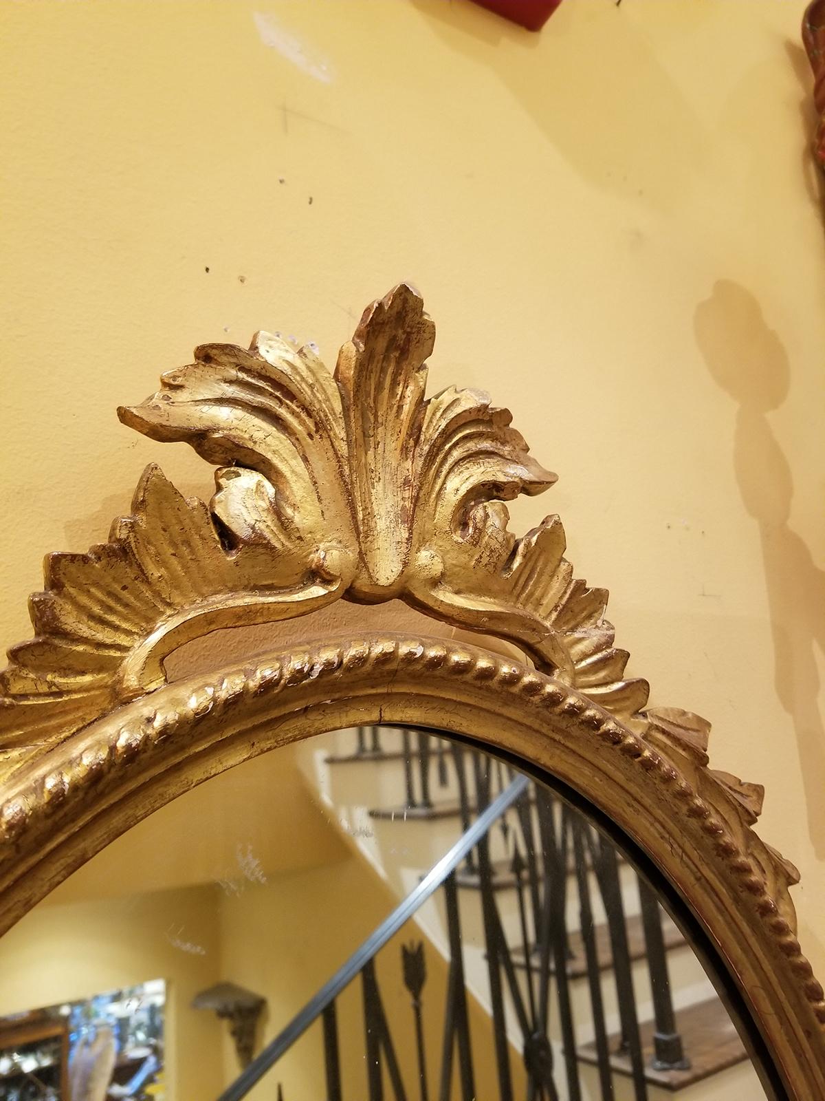 20th Century Italian Oval Giltwood Mirror with Plume 1