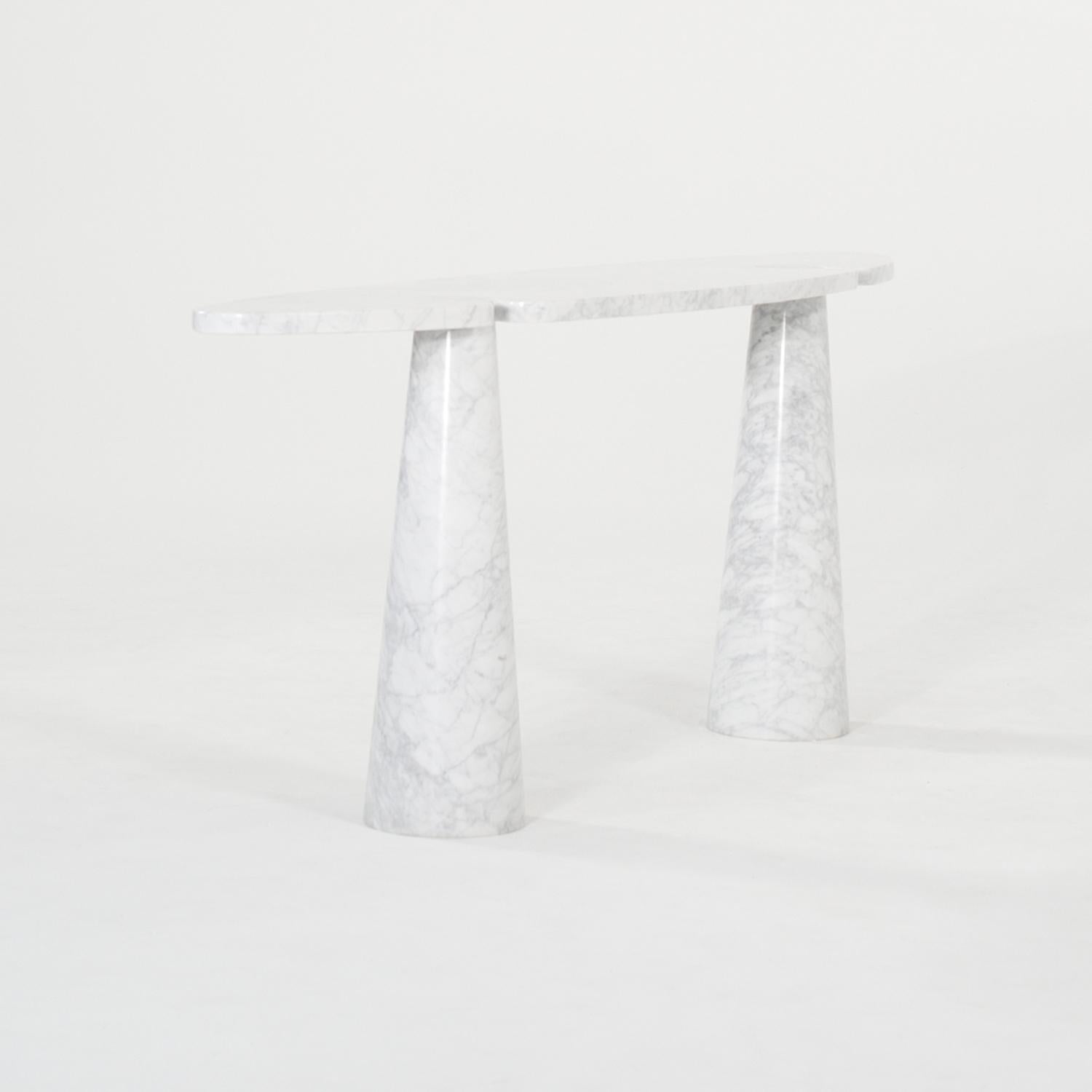 Mid-Century Modern 20th Century Italian Oval Marble Console Table - The Eros by Angelo Mangiarotti For Sale