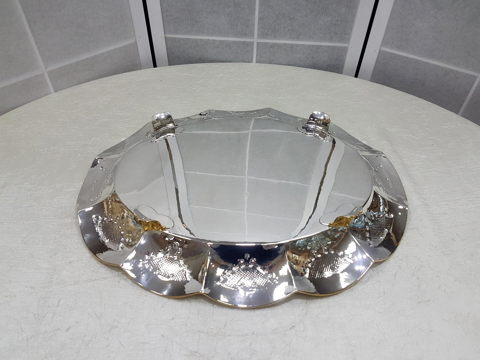 20th Century Italian Oval Silver Centerpiece with Mother of Pearl For Sale 7