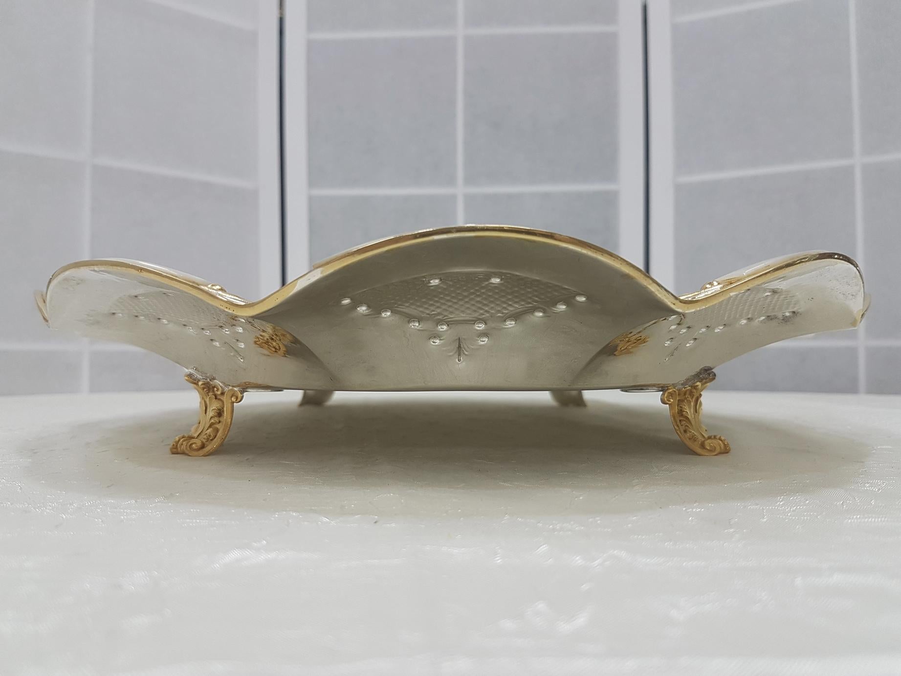 20th Century Italian Oval Silver Centerpiece with Mother of Pearl For Sale 9