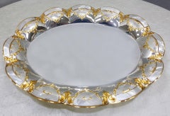 Centrotavola ovale italiano del XX secolo in argento con madreperla