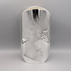 20th Century Italian Oval Solid Silver Vase with Sterlities