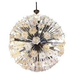 Lampadario italiano del XX secolo in vetro di Murano a forma di Sputnik, pendente in ottone