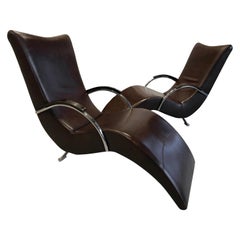 20th Century Used Retro Italian ox blood colored  Lounge Chairs