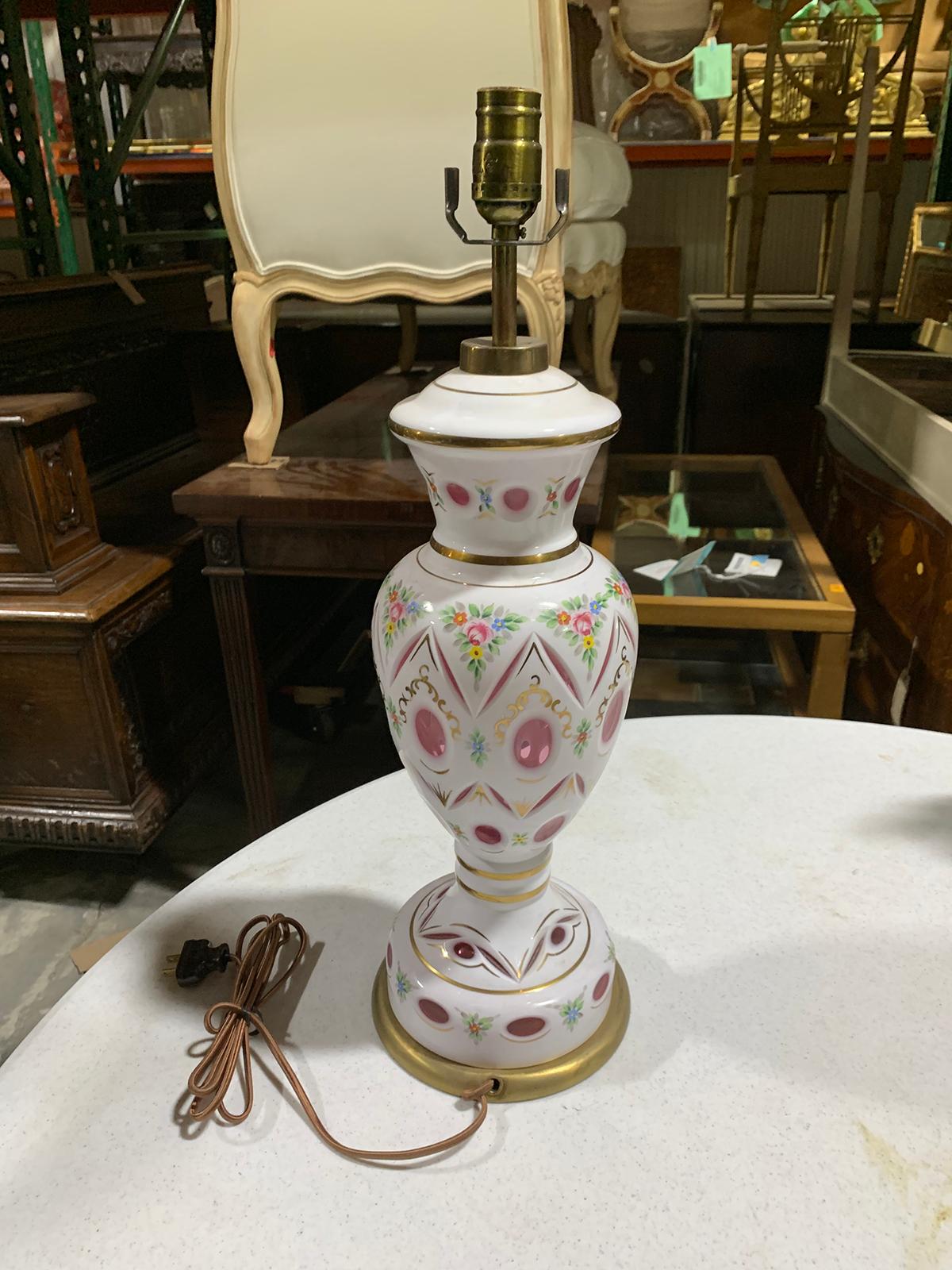 20th Century Italian Painted Glass Lamp For Sale 2