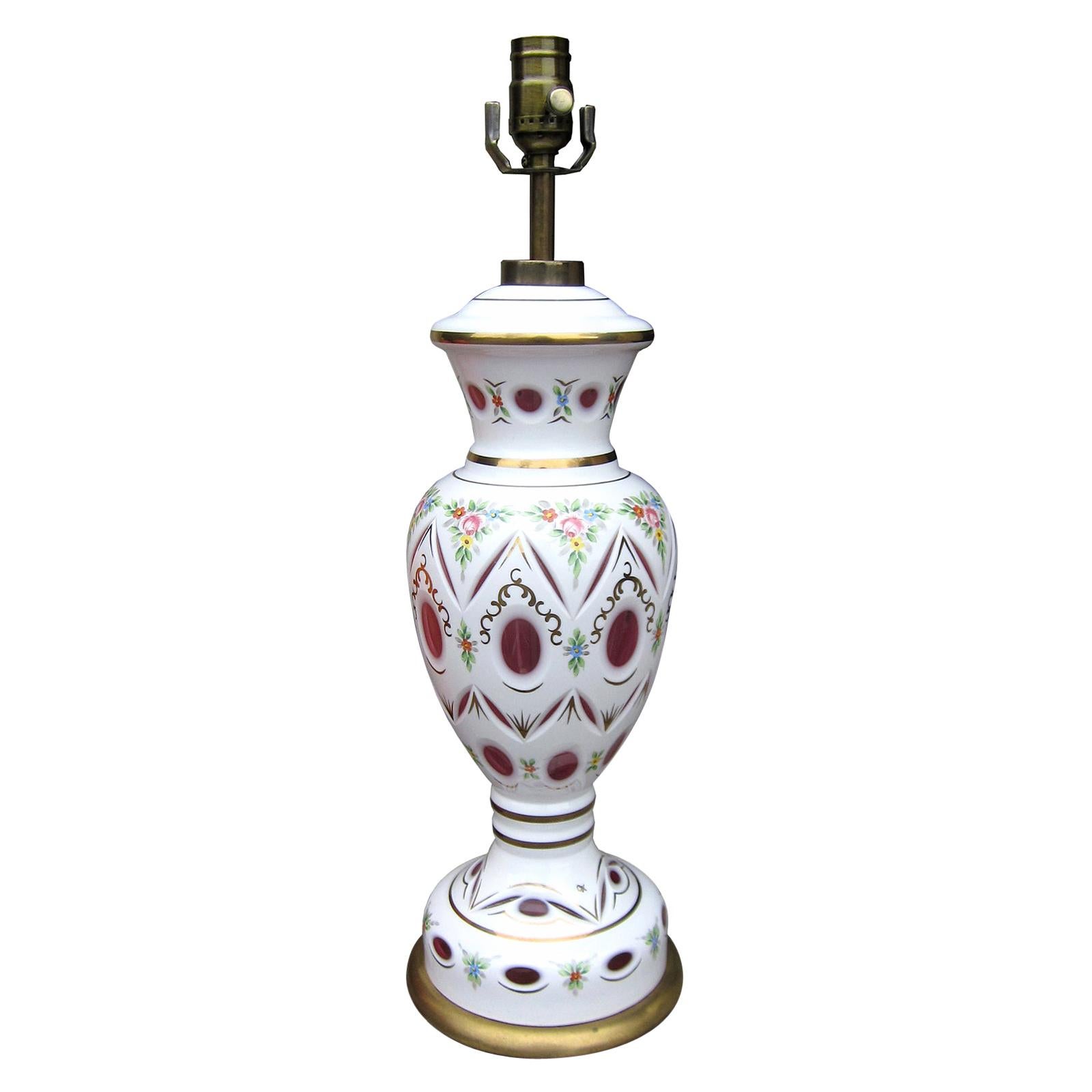 20th Century Italian Painted Glass Lamp For Sale