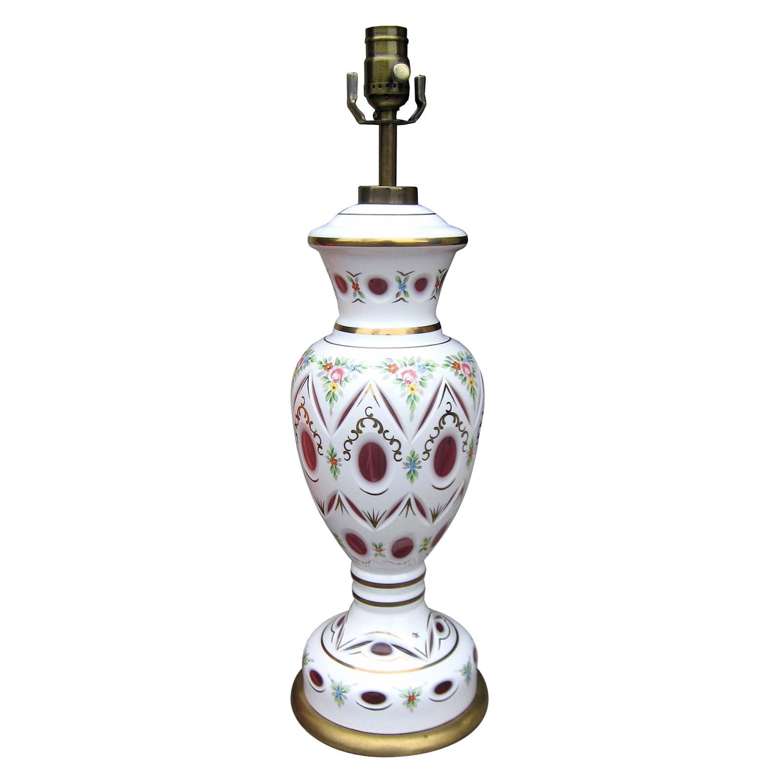 lampe en verre peint italienne du 20ème siècle en vente