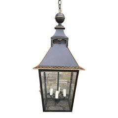 20th Century Italian Painted Tole Hanging Hall Lantern, in the French Style