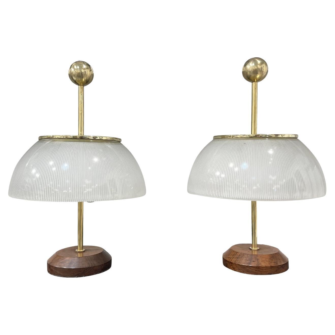 20th Century Italian Pair of Alfa Glass Table Lamps by Artemide & Sergio Mazza