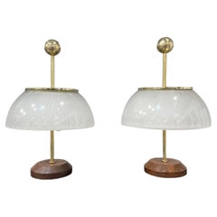 Vintage 20th Century Italian Pair of Alfa Glass Table Lamps by Artemide & Sergio Mazza