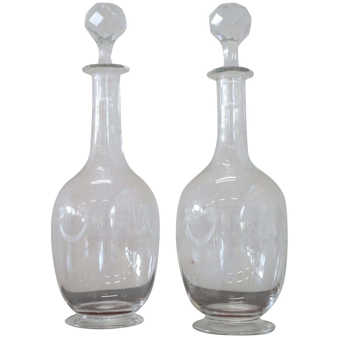 20th Century Italian Pair of Artistic Glass Bottles For Sale