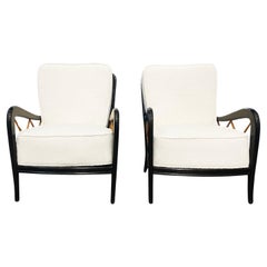 20th Century Italian Pair of Beech, Maplewood Lounge Chairs by Paolo Buffa
