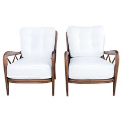 20th Century Italian Pair of Beechwood Armchairs by Paolo Buffa