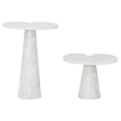 20th Century Set of Two Italian Carrara Marble Side Tables by Angelo Mangiarotti