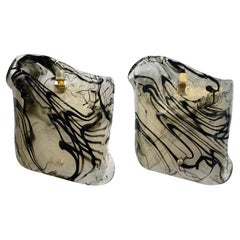 20th Century Italian Pair of Colored Murano Glass Wave Wall Lights