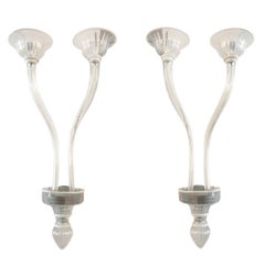 20th Century Italian Pair of Vintage Double Arm Murano Glass Wall Sconces