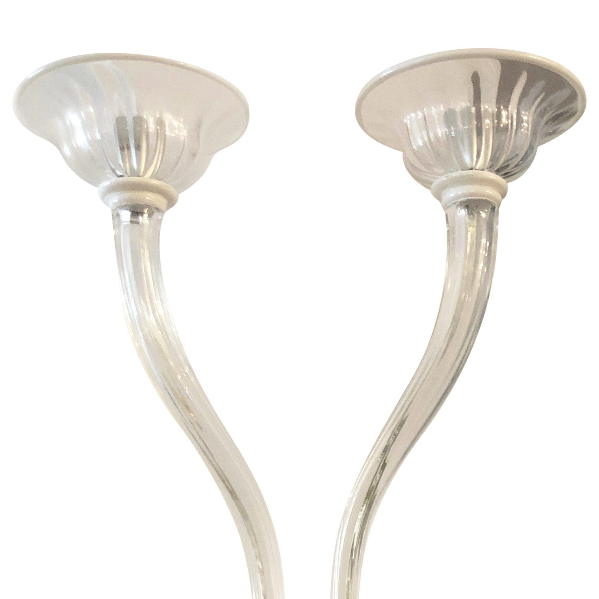 20th Century Italian Pair of Double Arm Murano Glass Wall Sconces, Appliques In Good Condition For Sale In West Palm Beach, FL