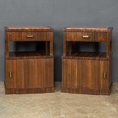 20th Century Italian Pair of Kingwood & Marble Bedside Cabinets, C.1950