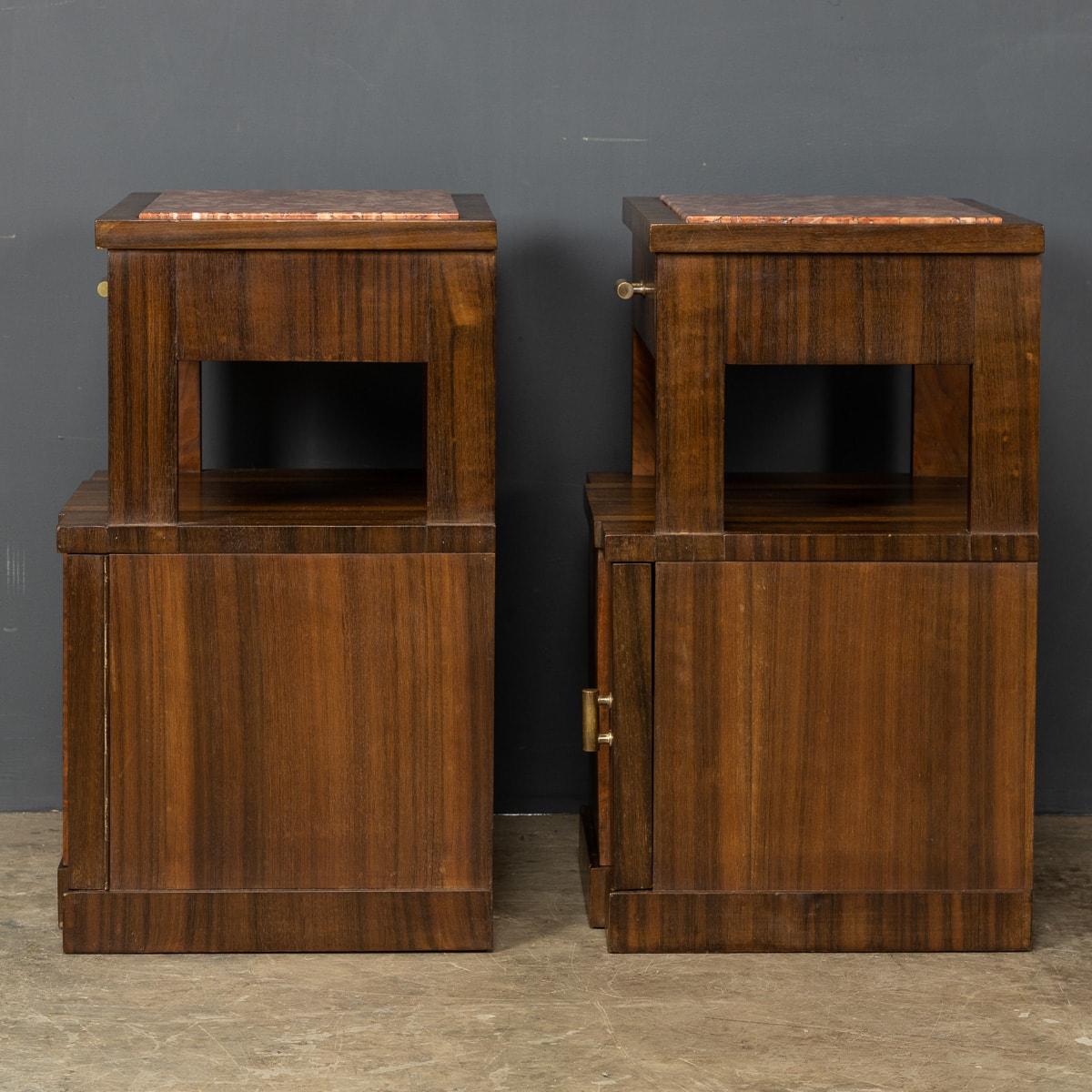 20th Century Italian Pair of Kingwood & Marble Bedside Cabinets, C.1950 For Sale 2
