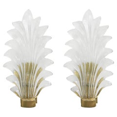 20th Century Italian Pair of Large Murano Glass Floral Wall Fixtures