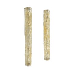 20th Century Italian Pair of Large, Slim Murano Glass Sommerso Wall Sconces