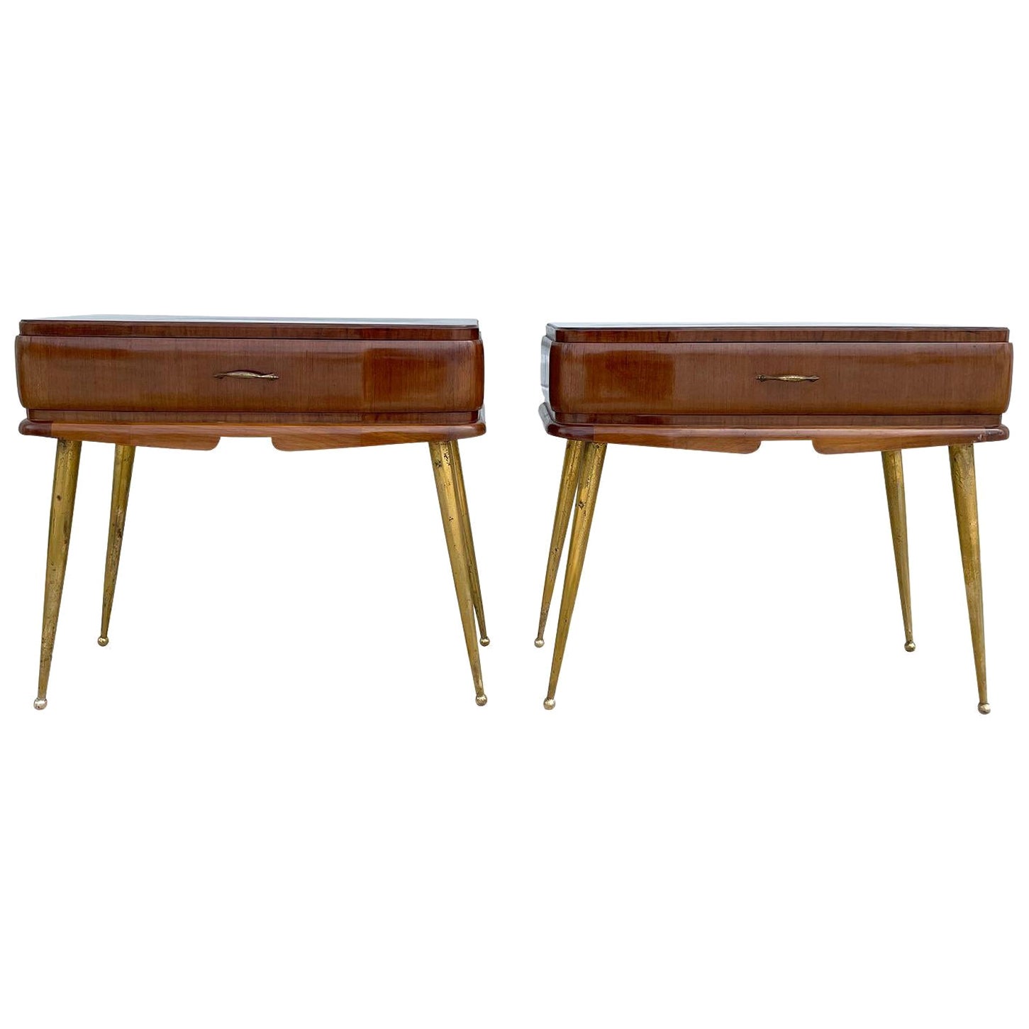 20th Century Italian Pair of Mahogany Nightstands - Vintage Bedside Tables