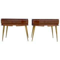 20th Century Italian Pair of Mahogany Nightstands - Vintage Bedside Tables