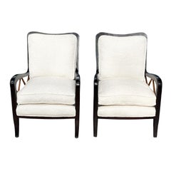 Coppia di sedie da salotto moderne in noce vintage del XX secolo di Paolo Buffa