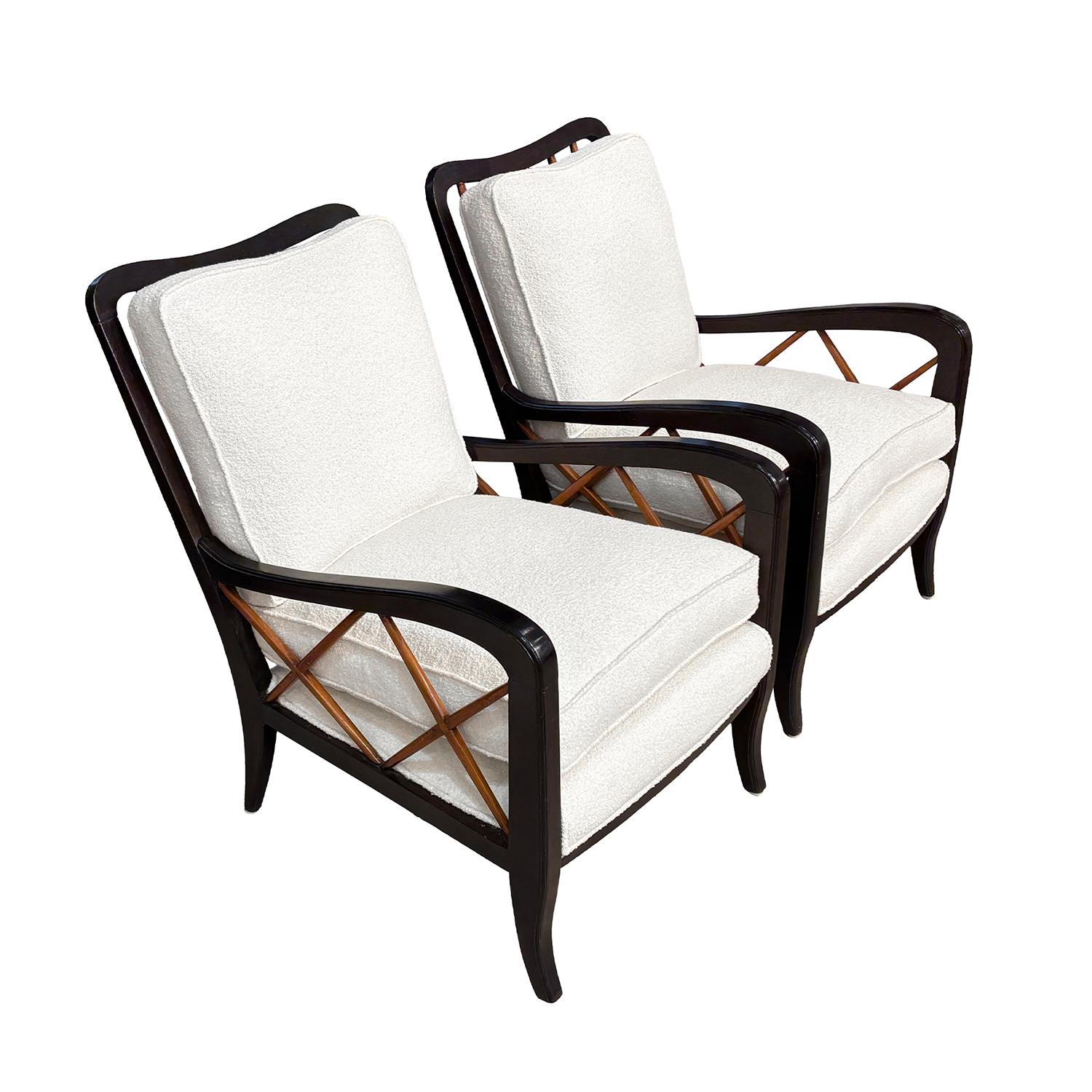 Italiano 20th Century Italian Pair of Modern Vintage Walnut Lounge Chairs by Paolo Buffa in vendita