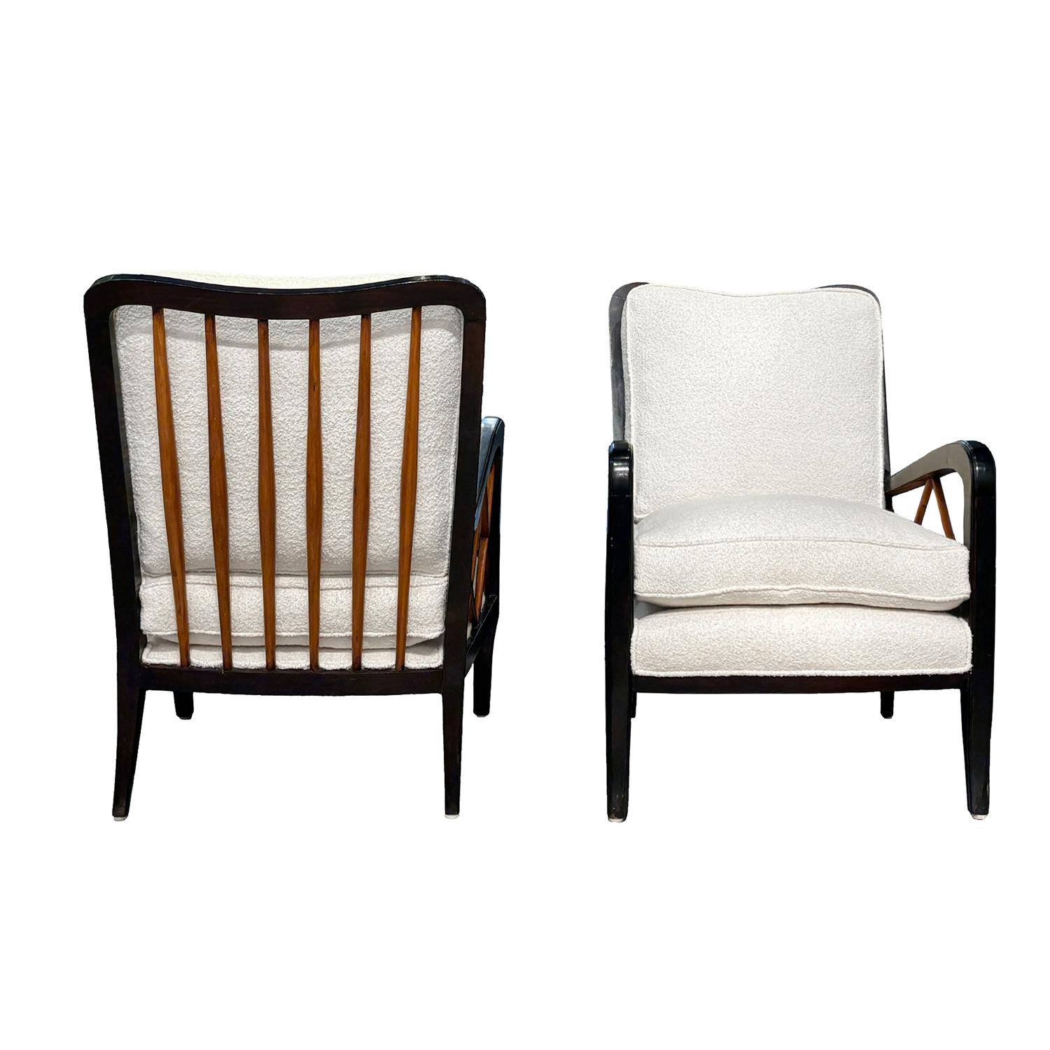 XX secolo 20th Century Italian Pair of Modern Vintage Walnut Lounge Chairs by Paolo Buffa in vendita